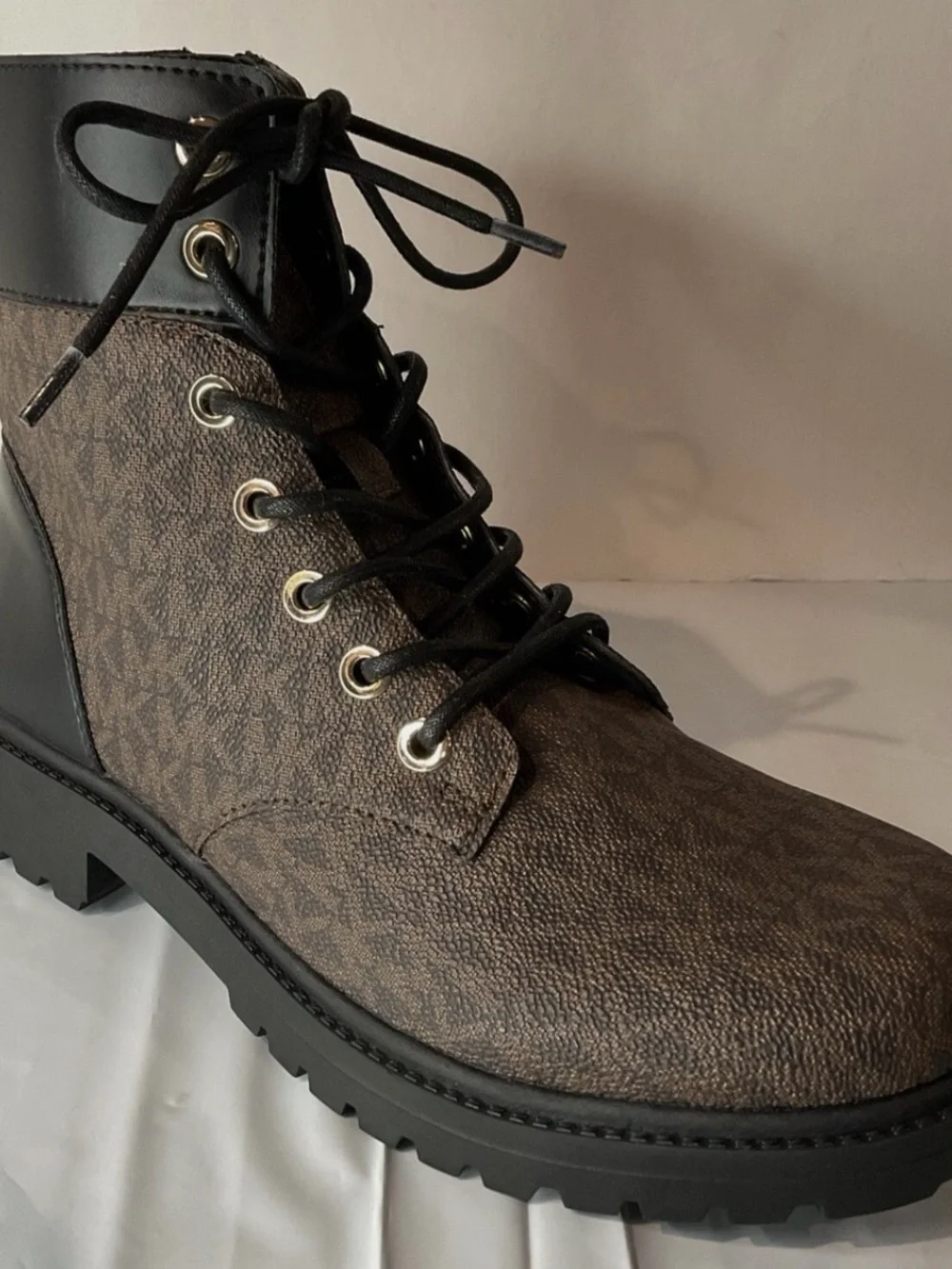 Michael Kors Brown Logo Lace-Up Ankle Boots